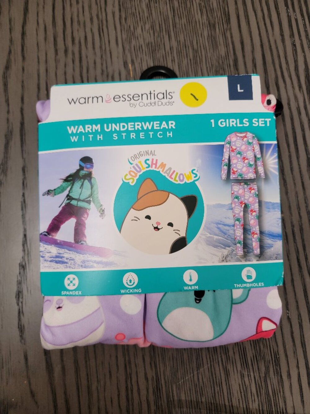 Girls' Squishmallows Thermal Underwear Set - Lavender L